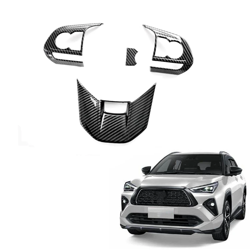 Steering Wheel Cover Trim Kit For Toyota Yaris Cross 2023 2024 Southeast Asia Version Interior Accessories Carbon Fiber