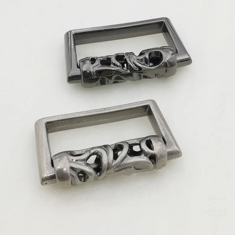 2parts/set Solid Flower embossed Men\'s punk Belt Metal Alloy Head Buckle  Leather Crafts Jeans Straps DIY Accessories