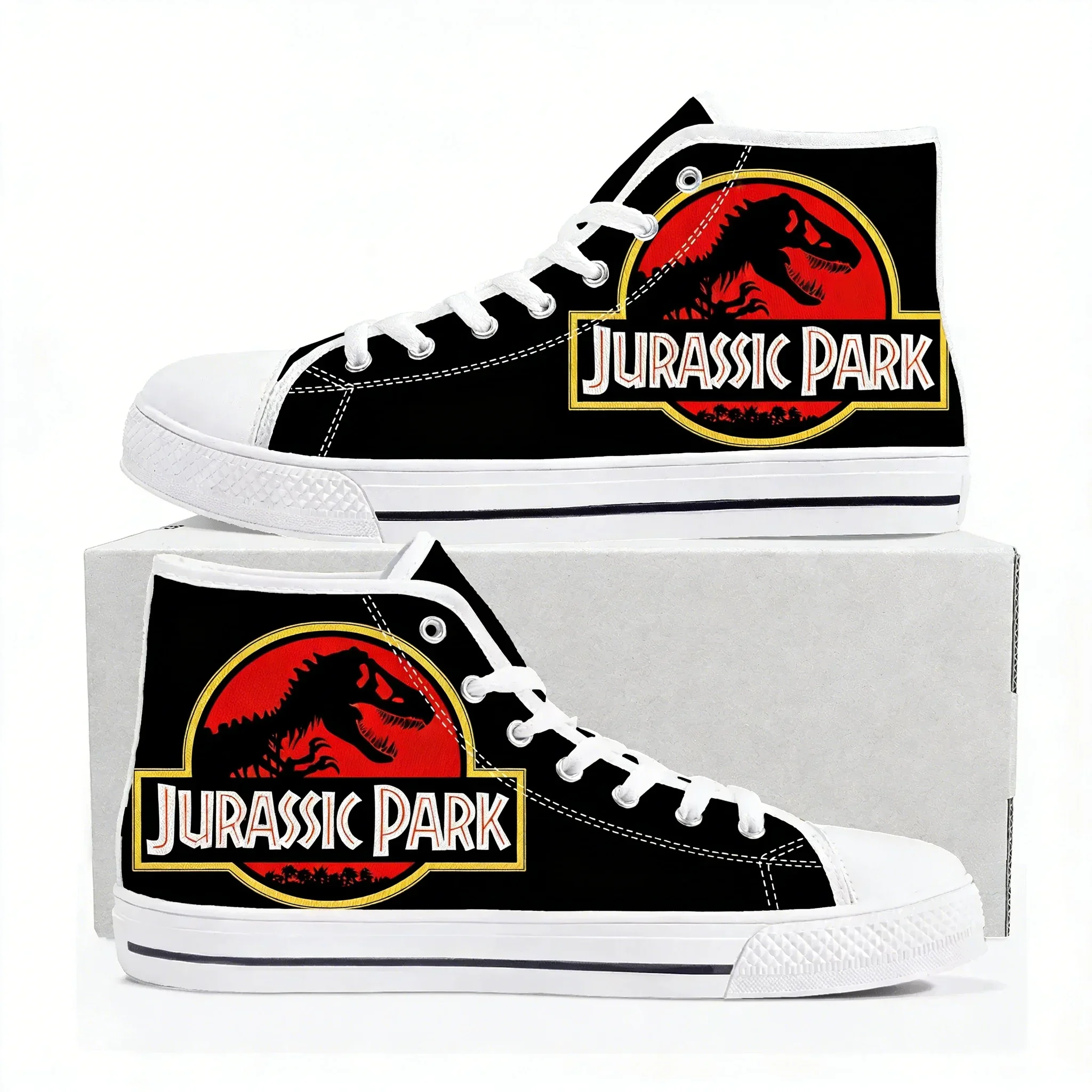 Dinosaur World Jurassic Park High Top Sneakers High Quality Mens Womens Teenager Canvas Sneaker Casual Couple Shoes Custom Shoe