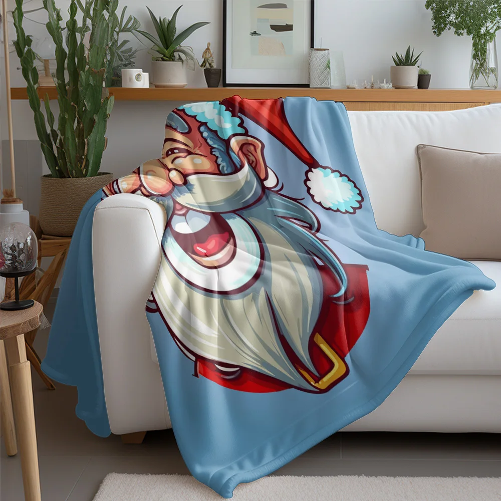 TU Fluffy Throw Blanket Cozy Sherpa Fleece Warm Soft Home Decor Gift Christmas Santa Claus Pattern Novelty Cute Dorm Bedding