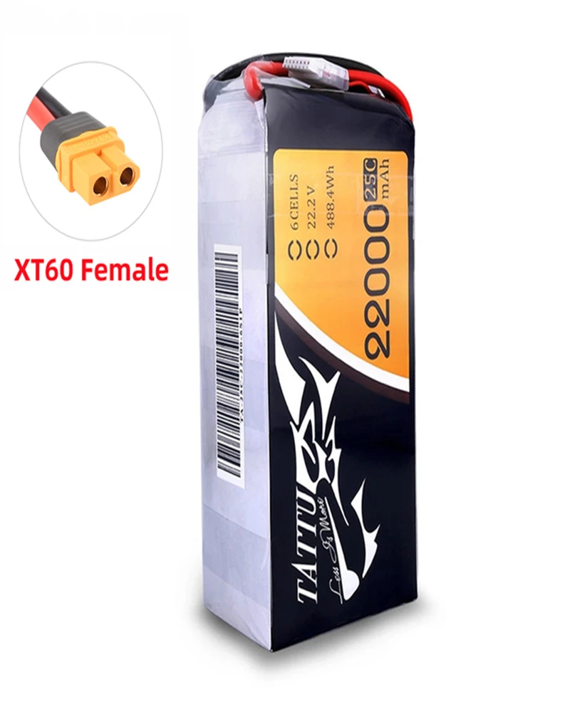 TATTU 22000mAh 6S 22.2V 488wh LiPO Battery Burst 25C for Big Load Multirotor  Hexacopter Octocopter