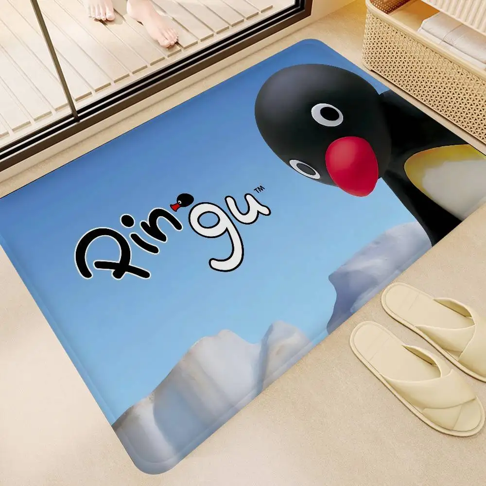 Alfombra de baño de pingüino Pinguín con dibujos animados, alfombra antideslizante para cuarto de lavado, decoración para lavandería, balcón, sala de estar infantil, alfombra para inodoro