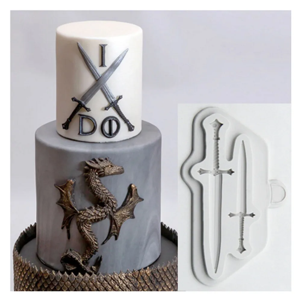 Luyou 1pcs Sword cake silicone mold fondant lace mold Birthday cake decorating tools chocolate gumpaste mold