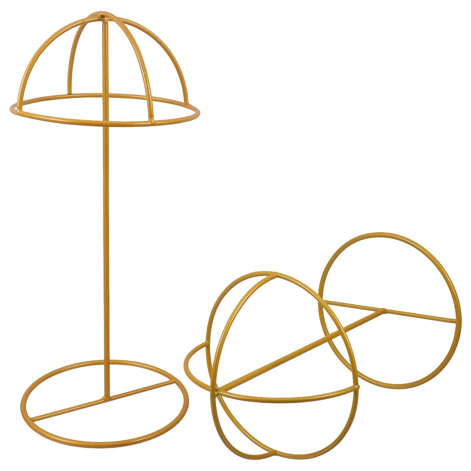 

2pcs Rack Display Hat Holder Stand Metal Cap Holder Golden Size Vendors Home Store Use Hat Display Rack