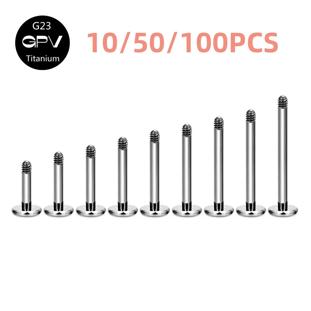 

10/50/100PCS Wholesale G23 Titanium Fashion Jewelry Ear and Lip Stud Accessories External Thread Perforated Base