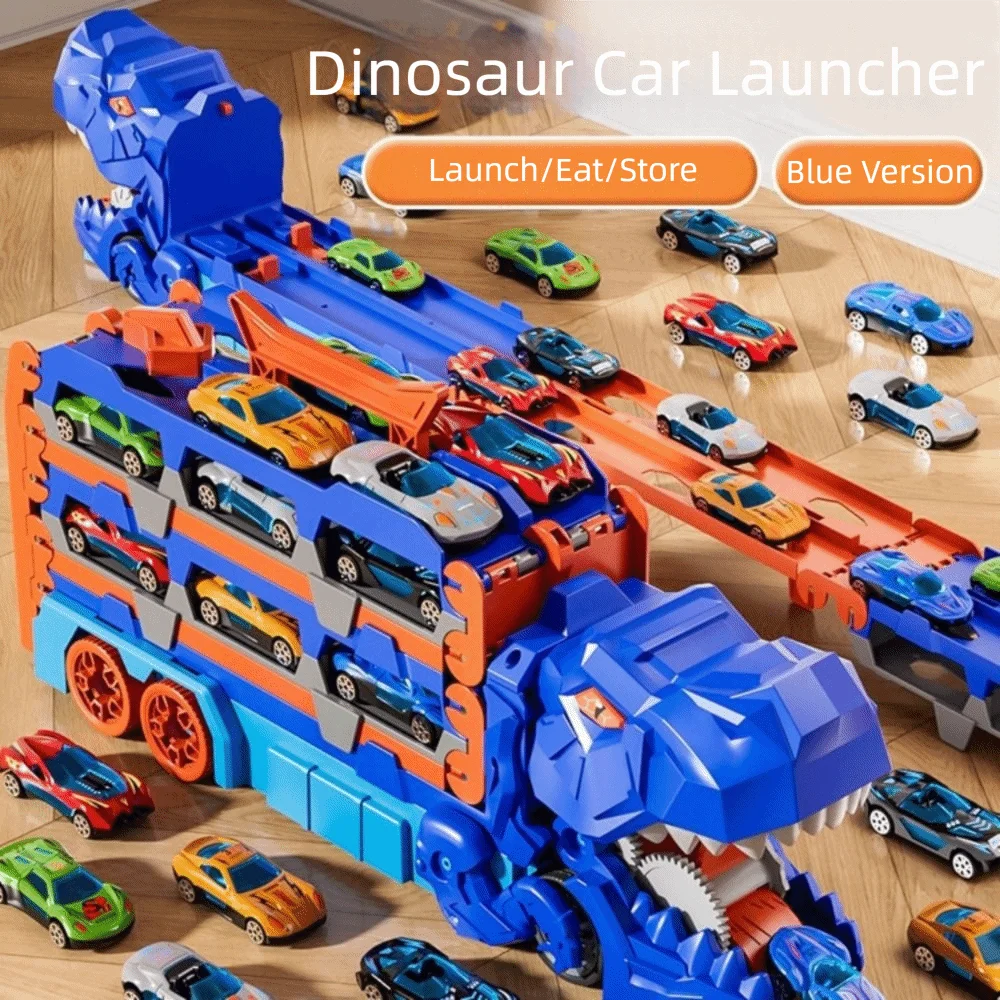 Foldable Track Dinosaur Foldable Truck Toy Transforming Metal Mini Cars Dinosaur Race Track Toys Molded Racing Cars