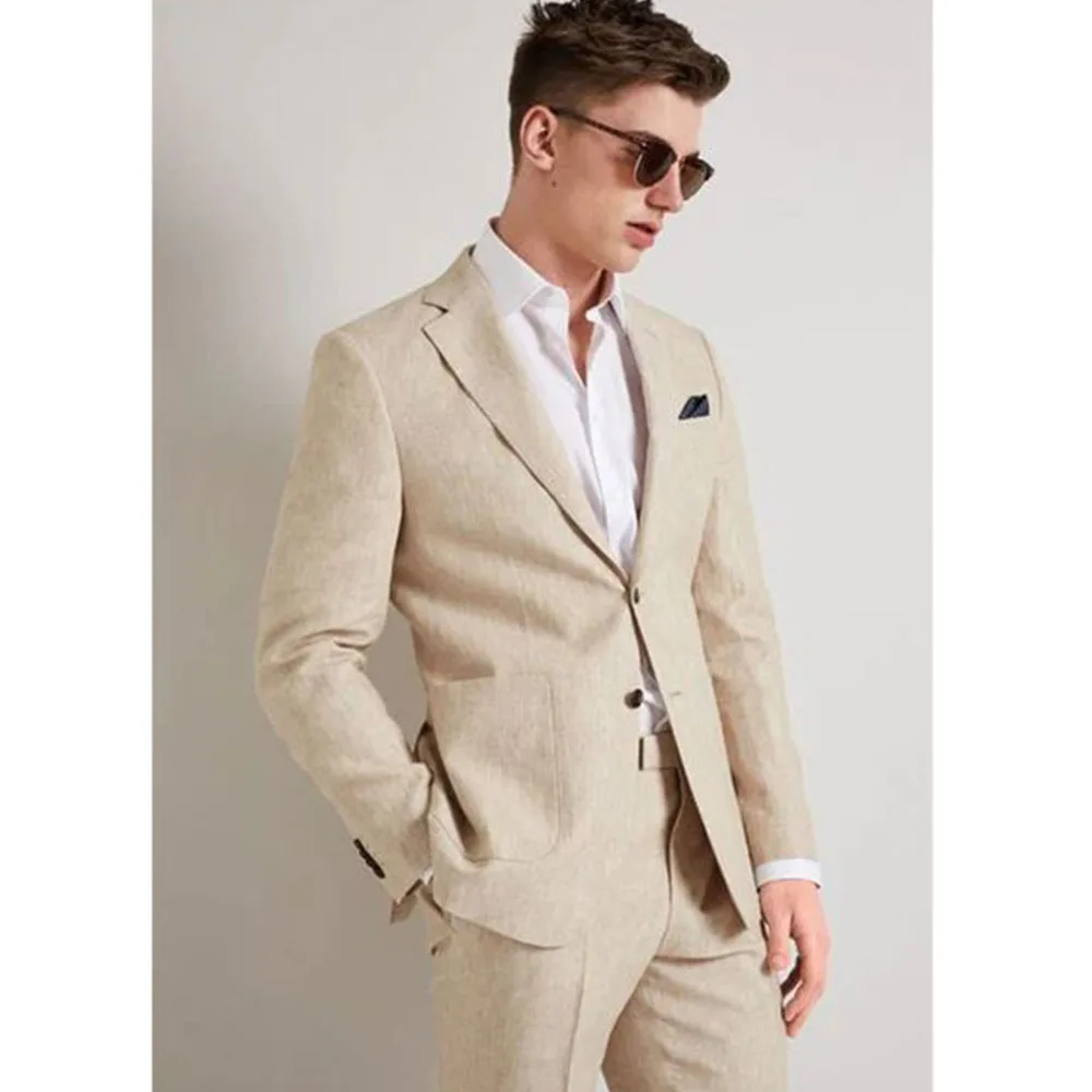 Handsome 2 Pieces Men's Sets Single Breasted Jacket Pants Blazers Blazers Suits Formal Wedding Business Smart Male Clothing