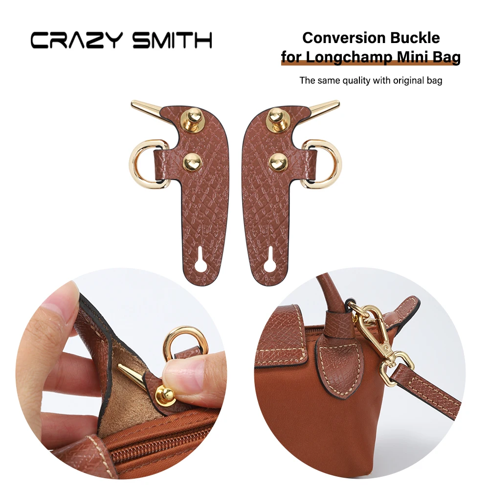 WUTA Punch-free Conversion Buckle for Longchamp mini Genuine Leather Hanging on Bag Strap Chain Crossbody Bag Convert Accessory