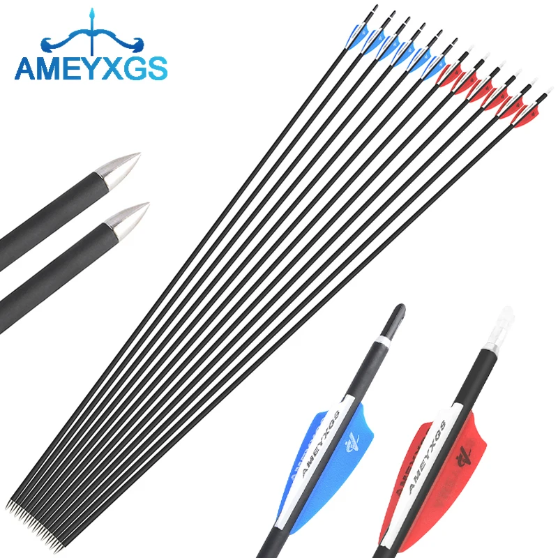 

6/12/24pcs 31 Inch Spine 1000 Mixed Carbon Arrows Archery Bow and Arrow Outdoor Hunting Training Shooting Target Accessories