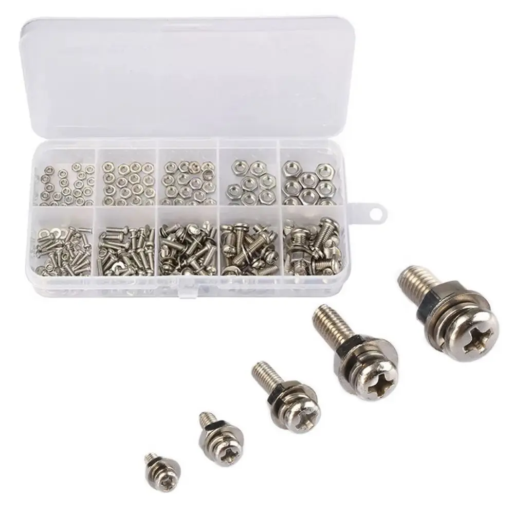 

320pcs Round Head Screw Retainer Fastener M2 M2.5 M3 M4 M5 Hardware Joint Connector Sturdy Durable Bolt Nut Combination Kit