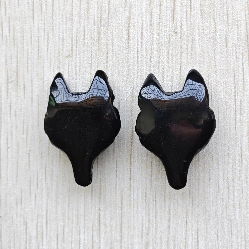 Good quality Natural Obsidian black Carved fox Pendants For diy Necklace jewelry making Fast shipping Wholesale 2pcs/lot