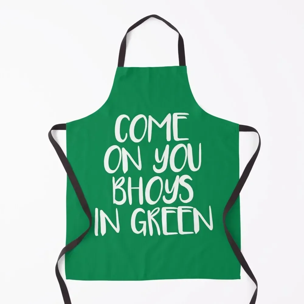 

COME ON YOU BHOYS IN GREEN, Фартук Glasgow Celtic Football Club с белым текстом для дома, полезные детали, фартук для дома и кухни