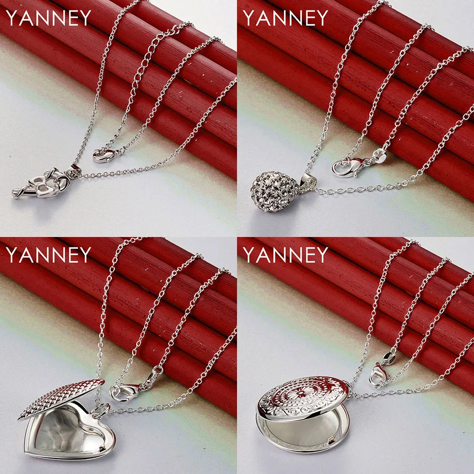 

Elegant 925 Sterling Silver 16-30 Delicate Round Heart Flip Necklace Women's Party Wedding Accessories Gift Jewelry