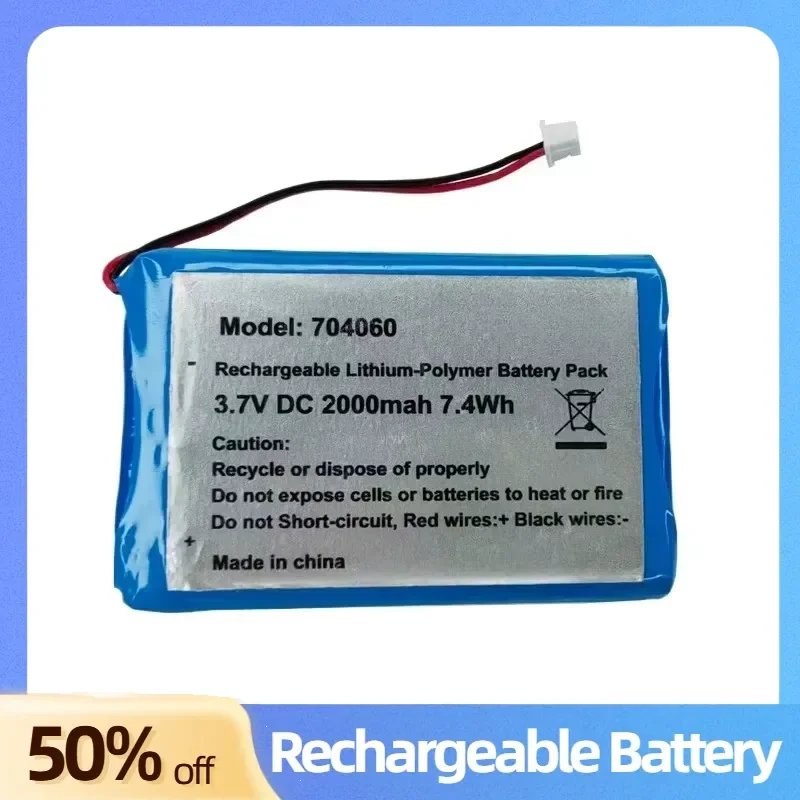 3.7V 2000mAh 7.4Wh Rechargeable Lithium-Polymer Battery Pack 704060 JST 2Pin 1.25mm for Baby Monitor GPS Car Camera view 4
