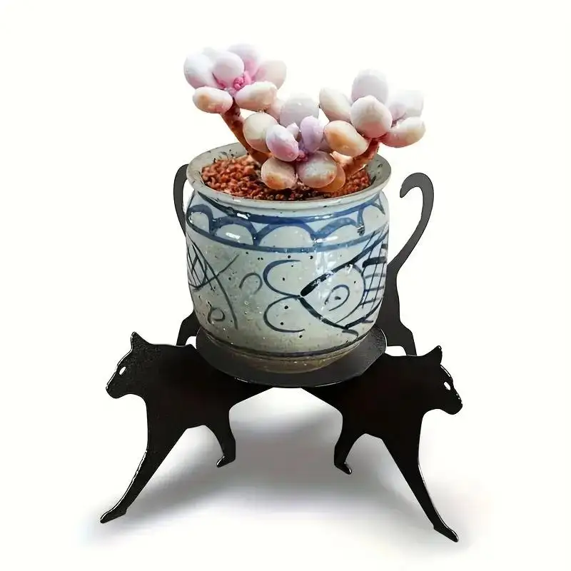 Cat Silhouette Plant Stand Display Rack Decorative Indoor Outdoor Corner Flower Pot Holder for Lovers Balcony Enthusiasts
