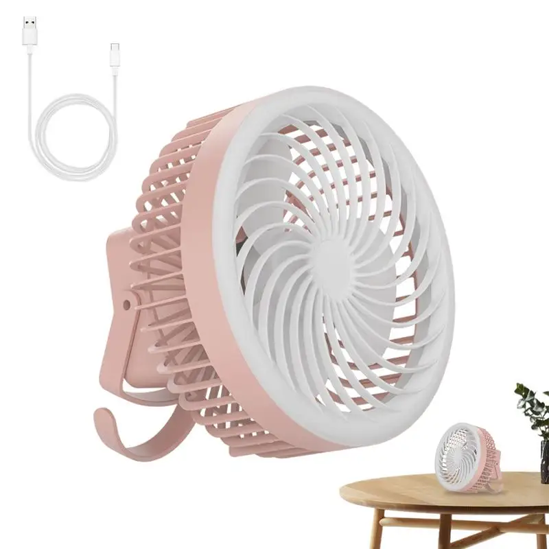 Small Desk Fan Quiet Fan With LED Light Desktop Fan Rechargeable Personal Fan 3 Speed Adjustable Portable Fan For Indoor Outdoor