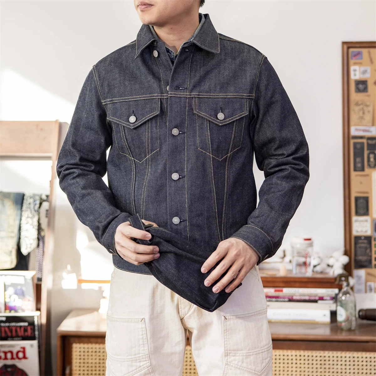 Red Tornado Type 3 Trucker Jean Jacket 557XX Red Selvedge Raw