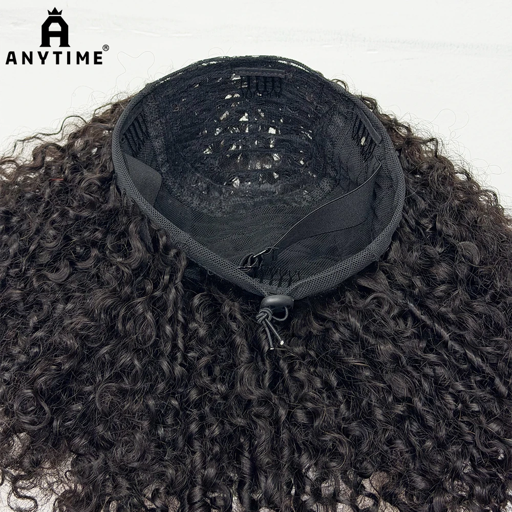 Parrucca Mezza Testa 250% Densità, Pixie Ricci Senza Colla, Capelli Umani, Mezza Parrucca con Coulisse, Pronta da Indossare, Colore Naturale, Bob per Donna