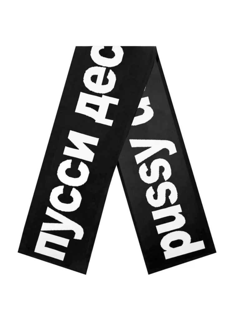 Y2K Harajuku Streetwear Unisex Winter Men Women Knitting Scarf Pussy Destroyer Graphic Hip Hop Warm Shawl Scarve Goth Kpop Scarf