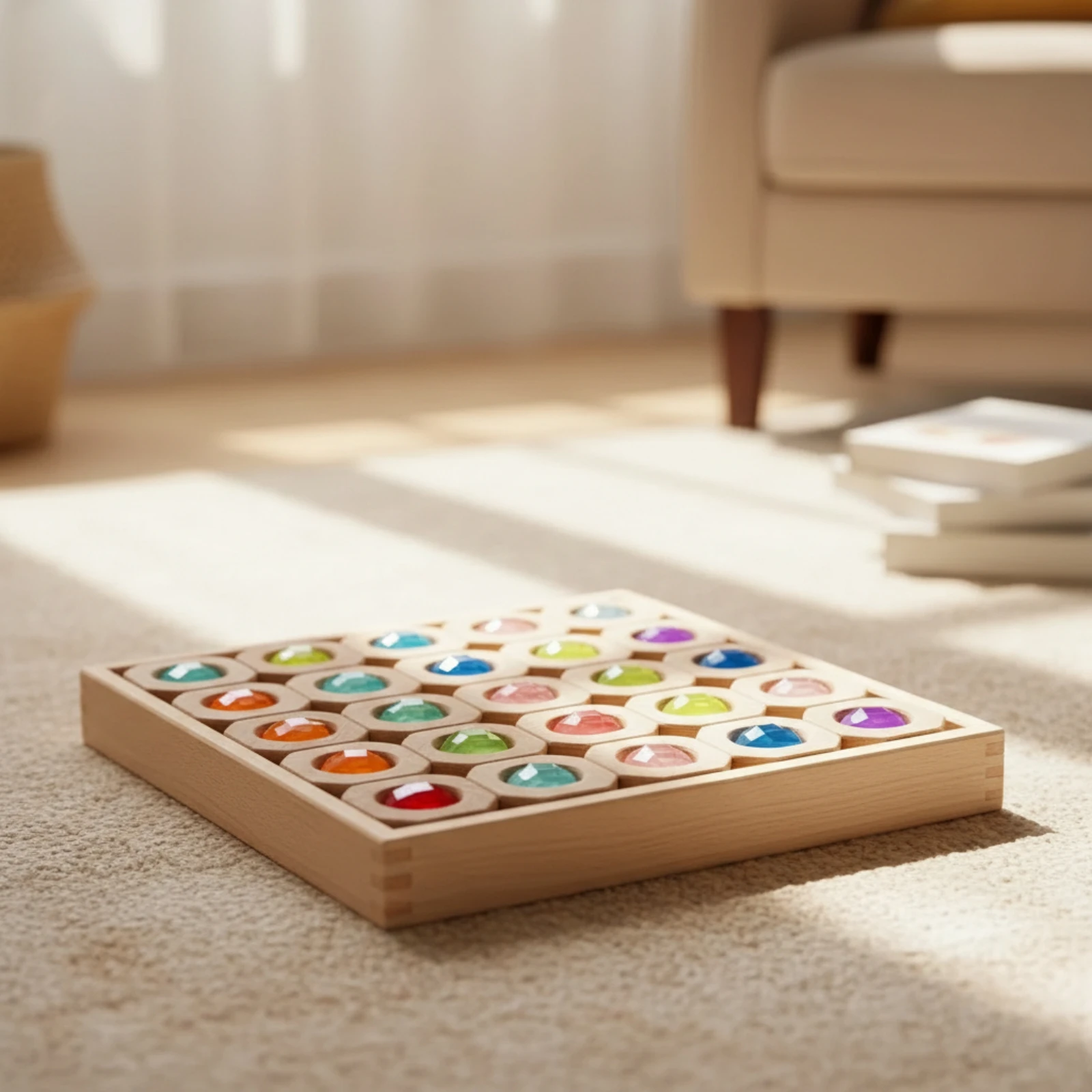 Geometric Blocks with Tray Hands-on Wooden Block Toy with Tray Sensory Blocks Transparent Developmental for Preschoolers