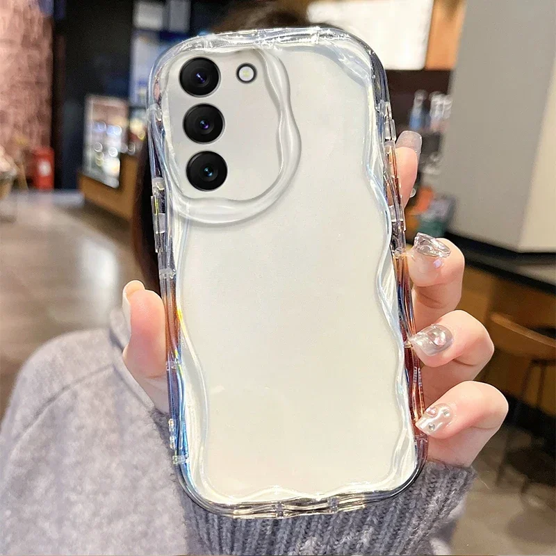 Classical Clear Wave Case for Samsung Galaxy S25 S24 S23 S22 S21 Ultra Plus S20 FE A73 A72 A71 A56 A55 A54 5G A52 A51 4G Cover - náhled 5