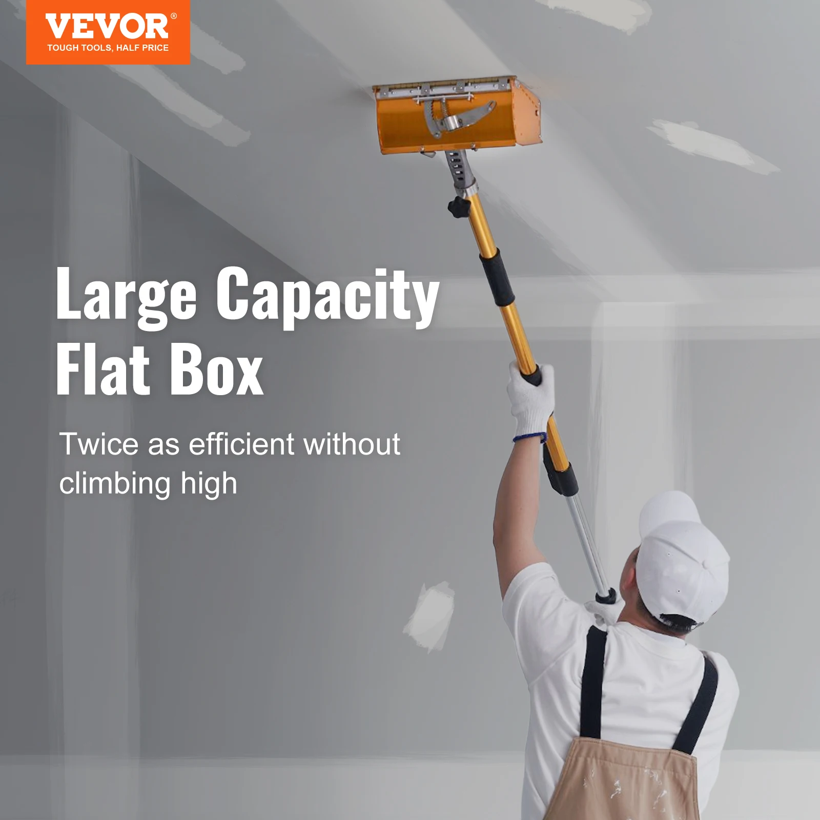 VEVOR Drywall Flat Box 10-Inch Wide Quick Clean Aluminum Finishing Mud for Plasterboard Wallboard Extra 2 Blades (10/12-Inch)