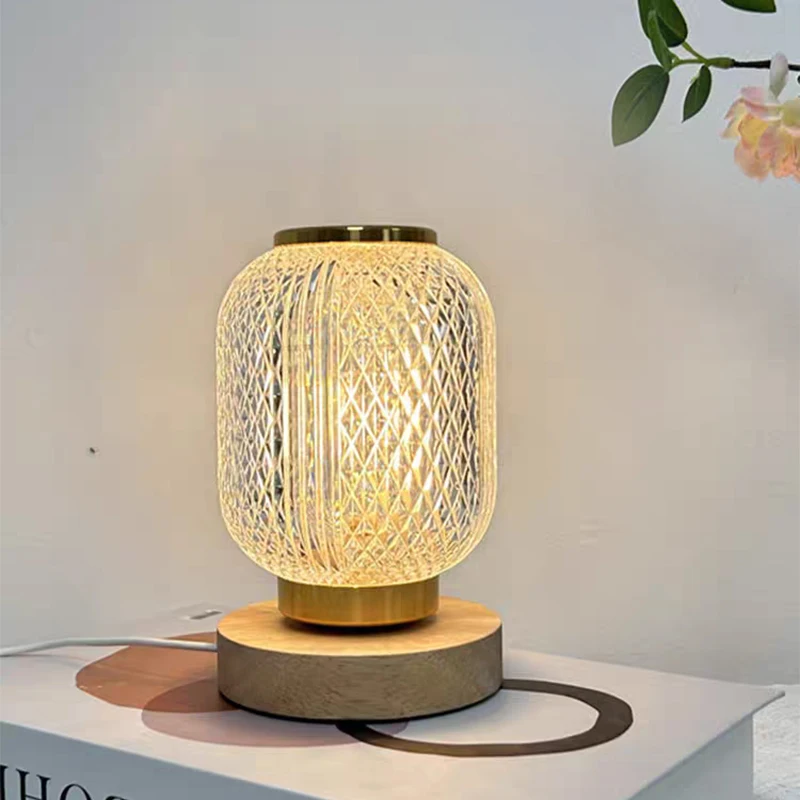 Crystal LED Table Lamp Stepless Dimming USB Charging Touch Switch Remote Control Bedside Light Living Room Decoration Desk Lamp