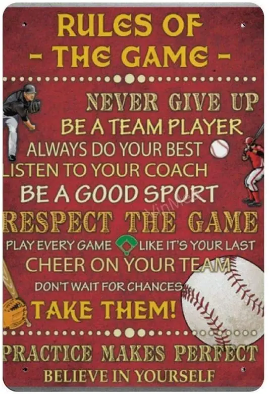 Bit SIGNSHM Rules of The Game Retro Metal Tin Sign Plaque Poster Wall Decor Art Shabby Chic Gift Suitable 12x8 Inch sign