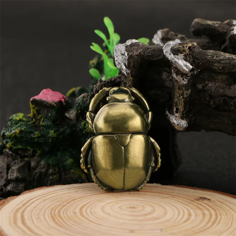 Antique Copper Ladybug Miniature Ornaments Hollow Brass Insect Tea Pet Desktop Office Home Decoration Statue Crafts Collections