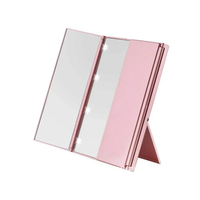 Folding Portable 3 Way Makeup Mirror with Light Folding Design LED Travel Vanity Cosmetic Mirror with Adjustable Stand for Gifts