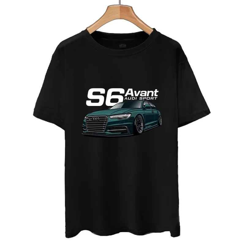 

New German A4 Audi Printed S6 Modified RS5 Car Performance Car Short-sleeved T-shirt Men's Half-sleeved Clothes
