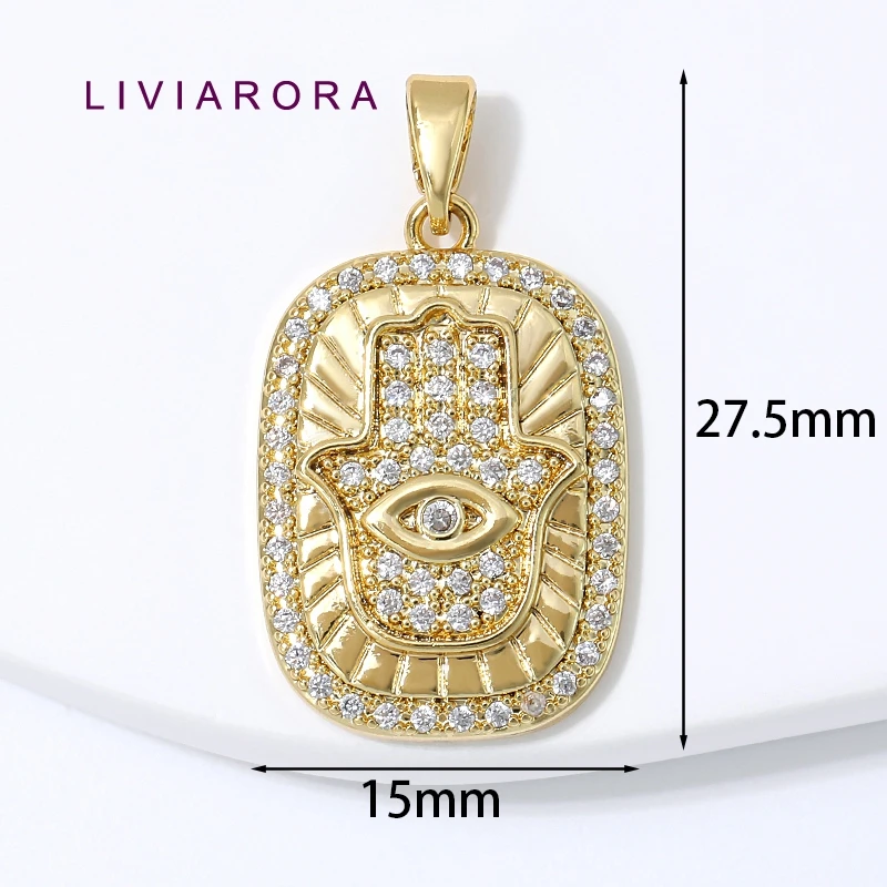 1/2/3Pcs 18K Gold Plated Brass Hamsa Hand Pendant For Jewelry Making,Zircon Evil Eye Hand Charms For Necklace Making Accessories