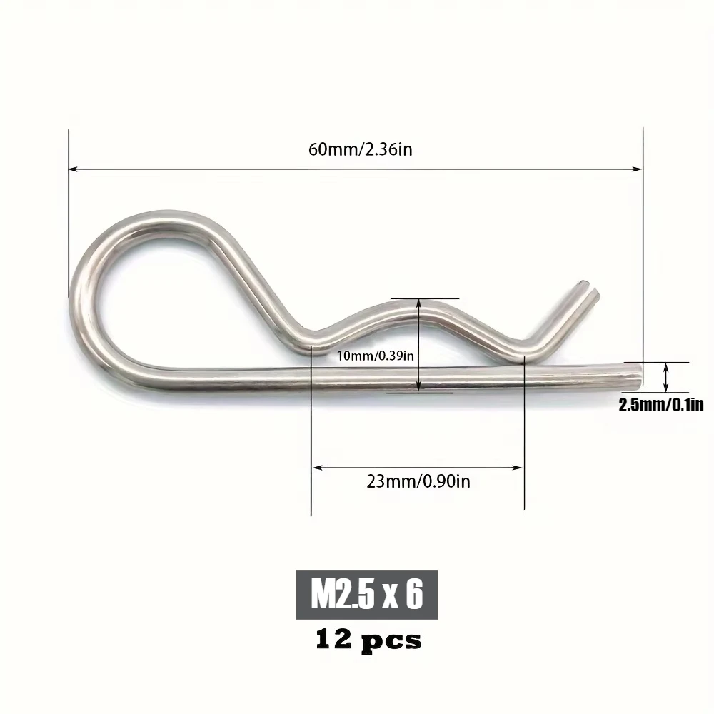 12PCS, 304 Stainless Steel Stool Nail R-Clip, Anti-Corrosion and Rust Proof, Industrial Fixed Trailer Locking System Accessories image 4