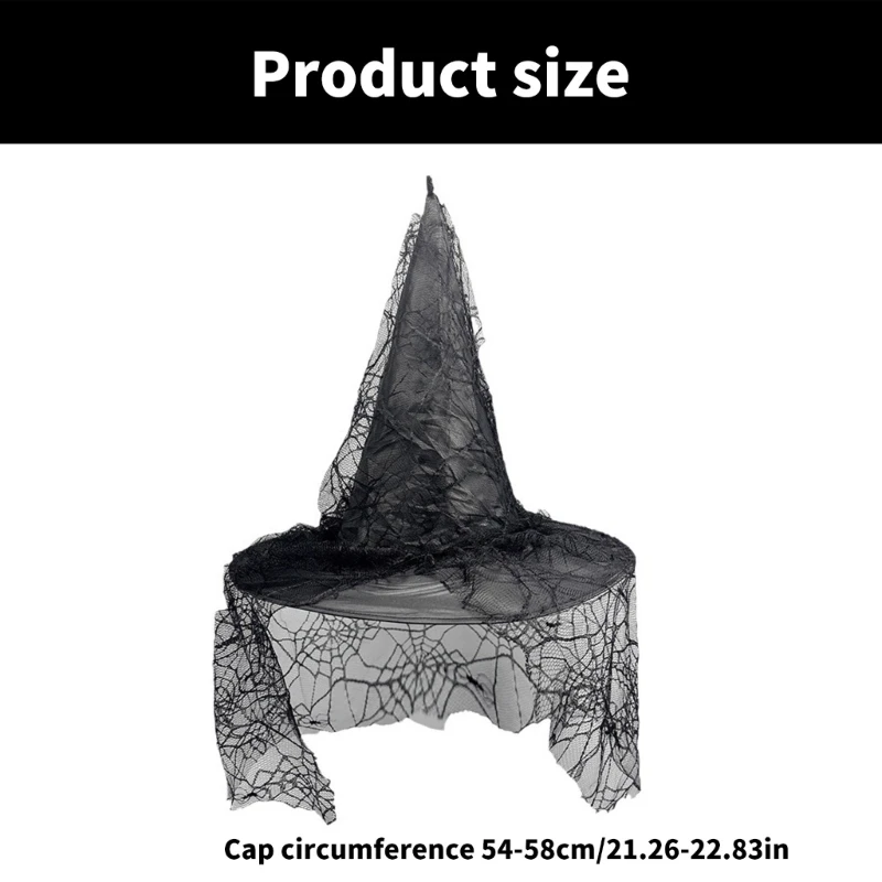 Donkere Heksenhoed voor Kinderen Volwassenen Halloween Party Cosplay Kostuum Spinneweb Rekwisieten Dropshipping