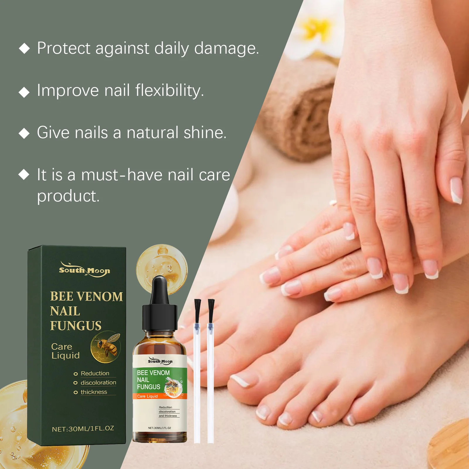 South Moon Nail Care Lotion  Onychomycosis Repair Solution Nourishes and Smooths the Nails of Hands and Feet.