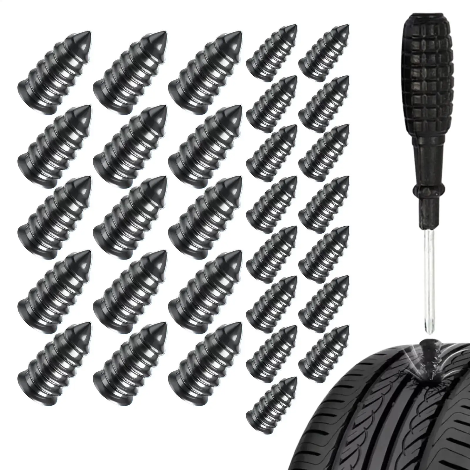 

30pcs Heavy Duty Tire Repair Kit, Rubber Nail Plug Insertion Tool For Puncture, Emergency Roadside Assistance For Truck SUV