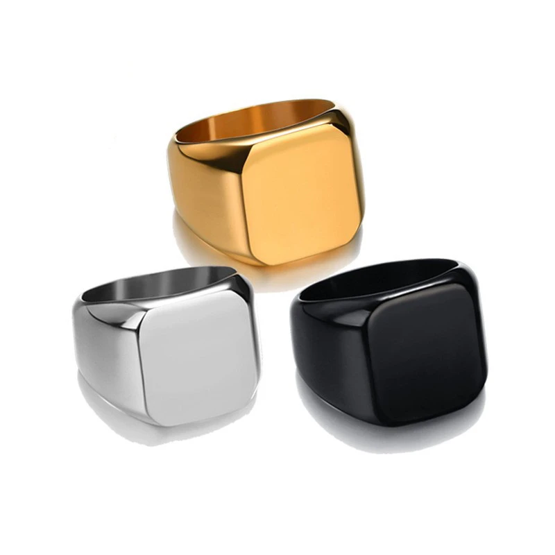 Punk personality cast three-dimensional titanium steel retro stainless steel plain ring