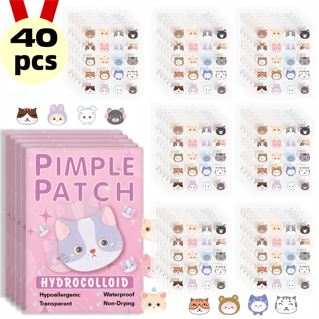 Salicylic Acid Acne Patches - Invisible & Cute Cat-Shaped Stickers to Fight Pimples and Soothe Skin