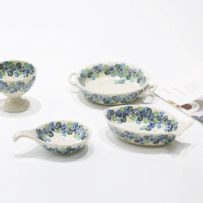 

Polish Ceramic Pansy Afternoon Tea Cup and Saucer/Mug/Pot/Bowl/Baking Tray Dishes and Plates Sets Plates Set