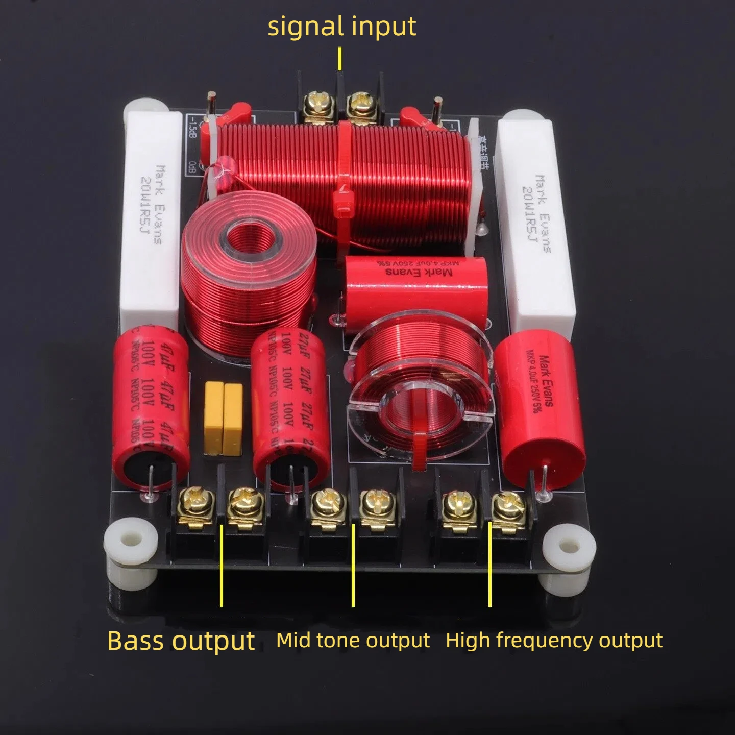 1PC GHXAMP 350W Crossover 3-Wege-Frequenzteiler für HiFi-Regallautsprecher der Black Obsidian-Serie 470HZ 3500HZ, 139x89mm – Detail 4