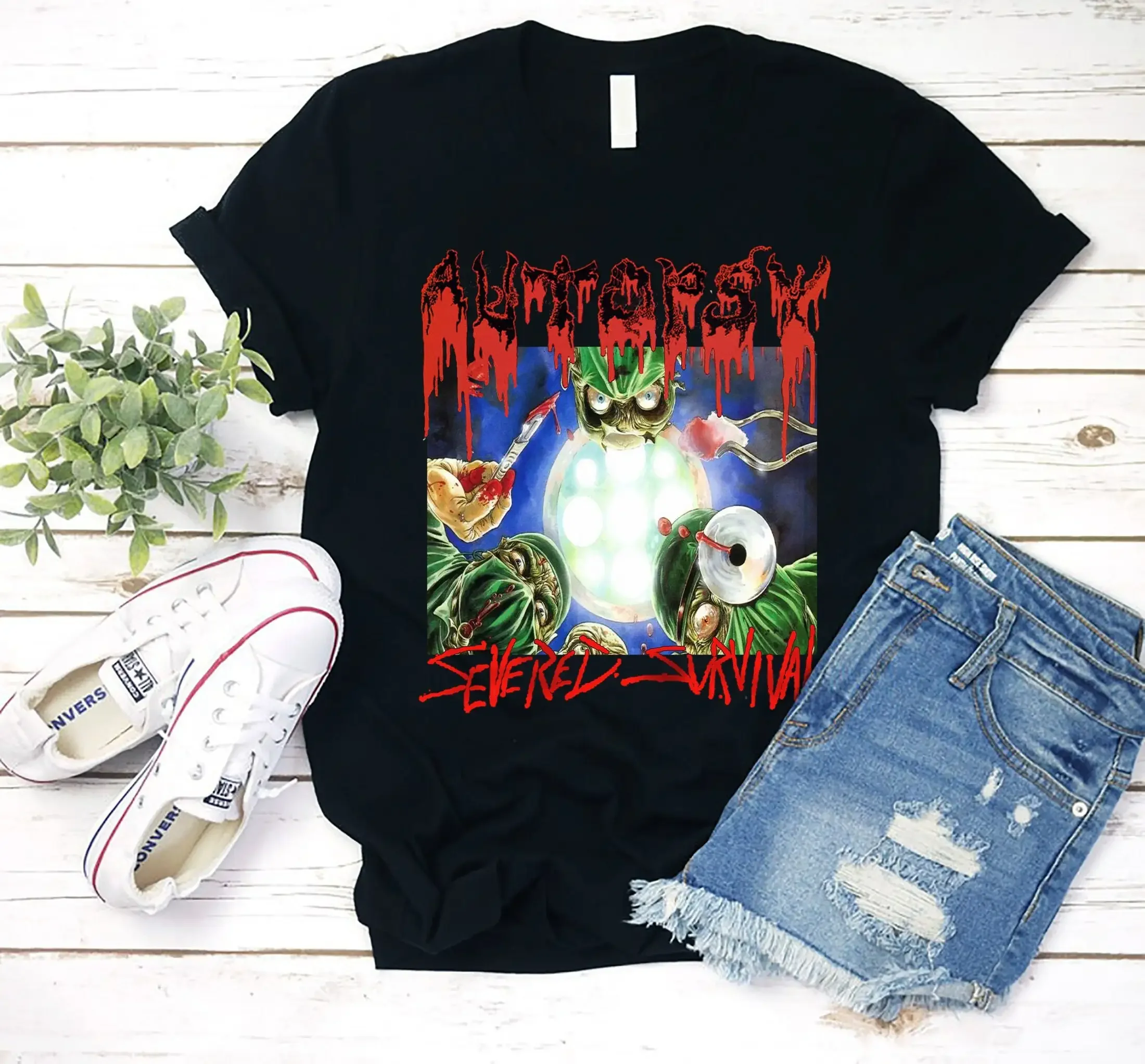 Autopsy Severed Survival Mental Funeral'91 Death Abscess Obituary Repulsion New Black Short Sleeve T-Shirt- Unisex Shirt