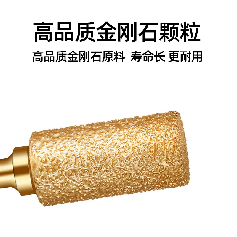 Diamond Grinding Head 6mm Handle Cylindrical Bullet Alloy Jade Cast Iron Grinding Rod Hand Electric Drill Polishing Brazing Head