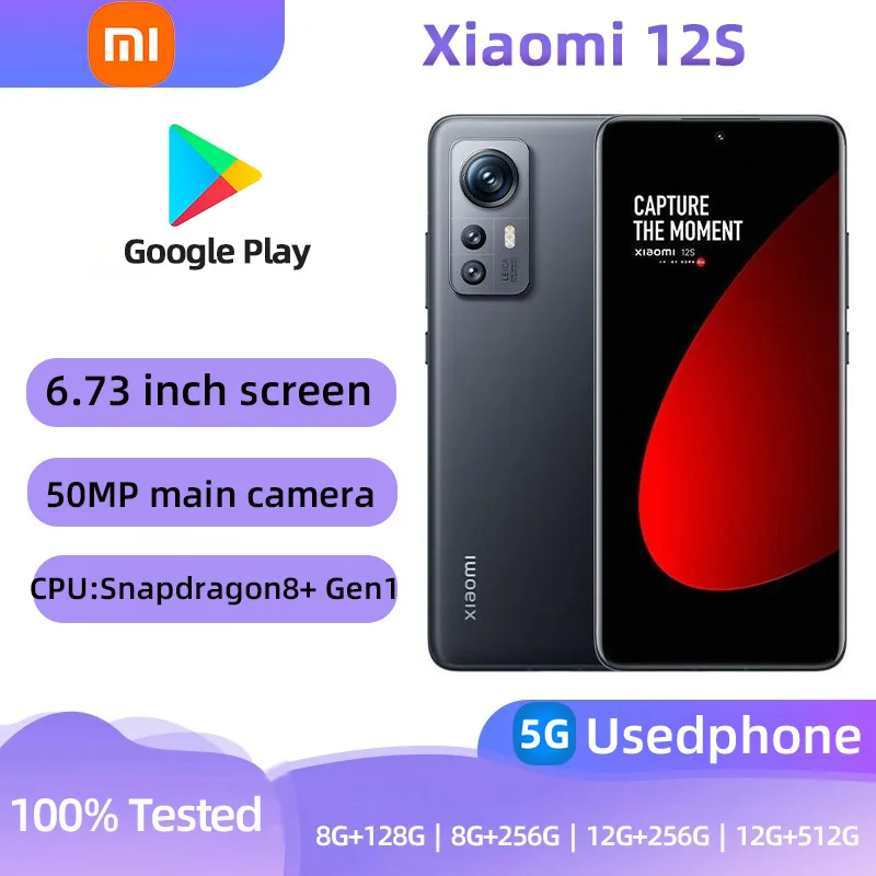 Xiaomi 12S 5g Android Screen 6.73-inches RAM 8GB ROM 128GB Qualcomm Snapdragon 8+ Gen1 Original Used Phone