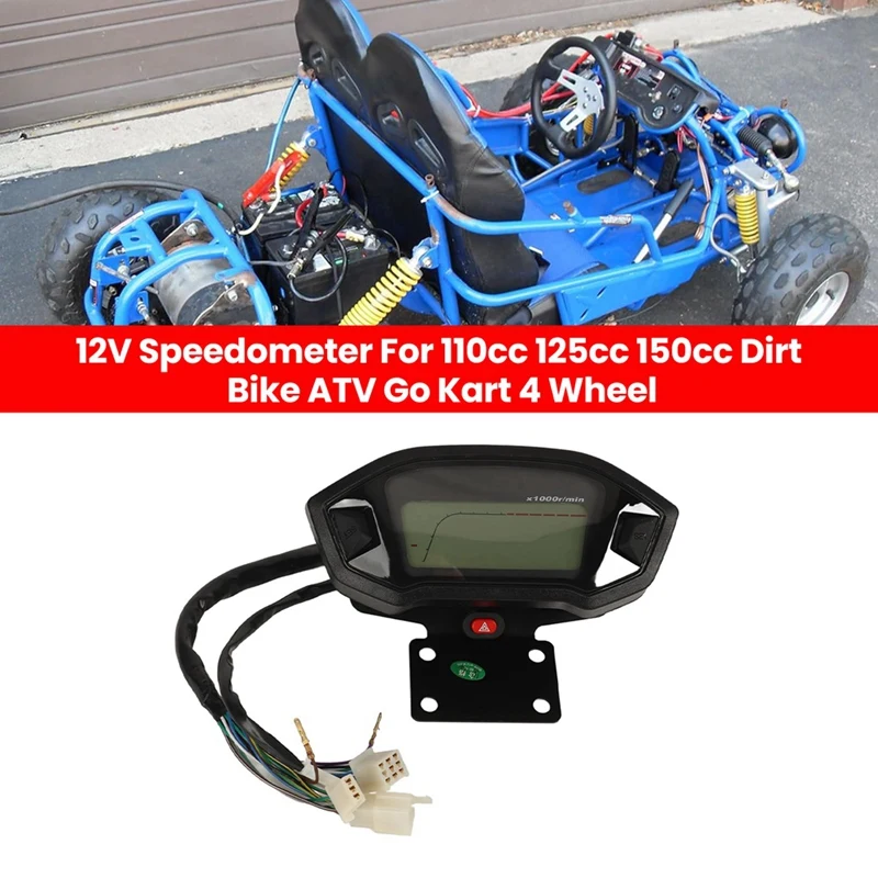 1 Piece 12V Motorcycle Speedometer Tachometer Odometer Black ABS For 110Cc 125Cc 150Cc 200Cc 250Cc Dirt Bike ATV Go Kart 4 Wheel