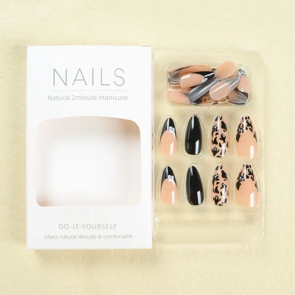 Manicure Long Almond False Nails Aurora French Press on Nails Crystal Detachable Fake Nials DIY