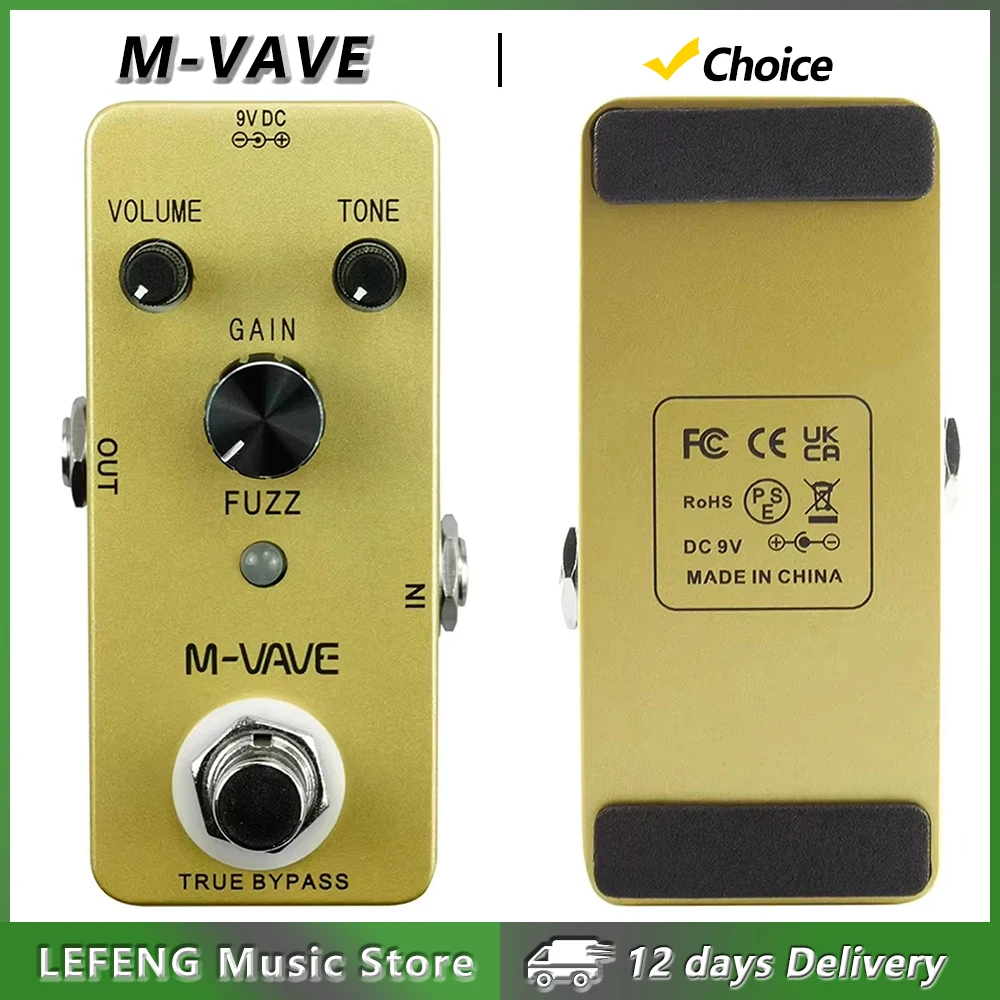 M-VAVE E-Gitarren-FUZZ-Effektpedal Vintage-Fuzz-Effekt True Bypass Zinklegierungsgehäuse Pedal Gitarrenzubehör & -teile