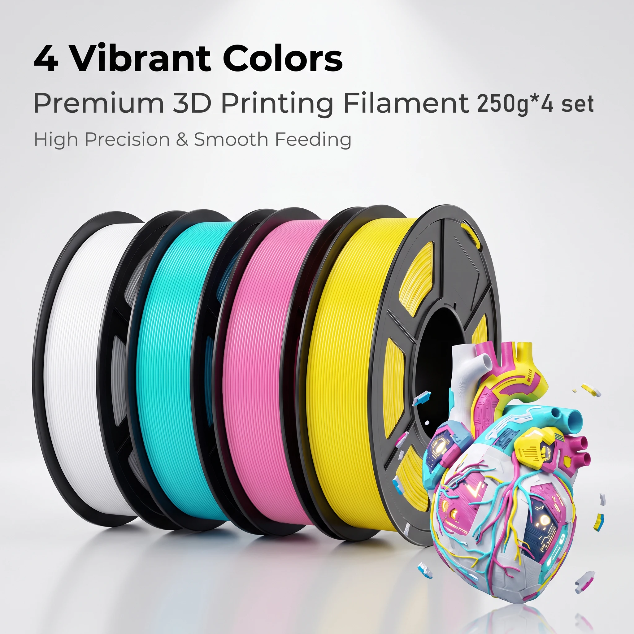 PLA Filament 1.75mm Custom 4 Colors Set Optional White Cyan Yellow Pink Basic PLA FDM 3D Printer Printing Consumables