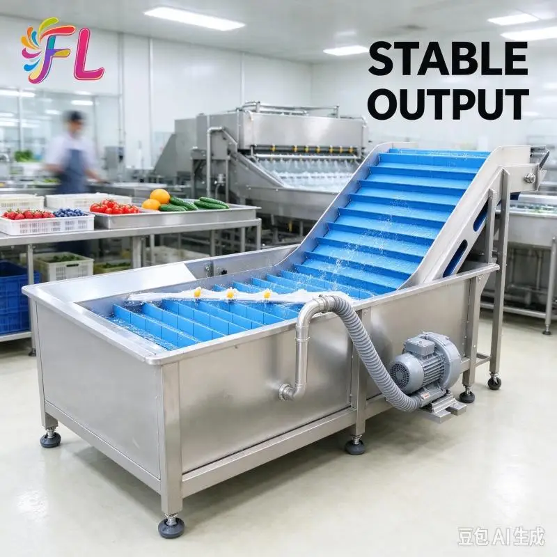 Fruit & Vegetable Washing Machine High Efficiency Bubble Cleaning Machine Adjustable Speed for Fruit Vegetable Bulk Washing