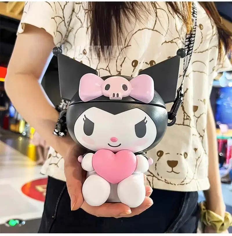 Kuromi Sanrio Water Cup Cartoon Kawaii Popcorn Bucket Anime Cute Plastic Portable Kettle Girl School Student Lovely Gifts 650ml