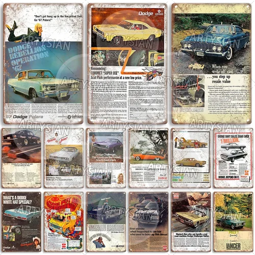 자동차 금속 사인 자동차 트럭 밴 픽업 버스 광고, 금속 플라크 닷지 폴라 챌린저 코로넷 피닉스 스트리트 밴 충전기 
